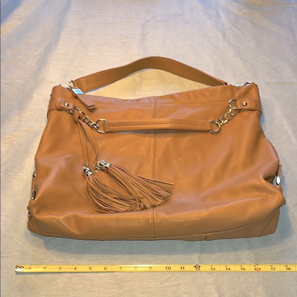 B-Collective by Buxton Elegant Tan Leather Large Hobo Shoulder Bag - Picture 15 of 16